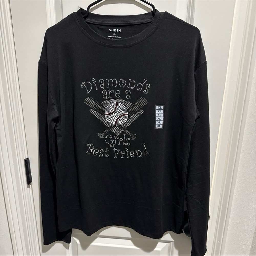 Shein | Black Long-Sleeve Shirt | Baseball | Women’s size XL